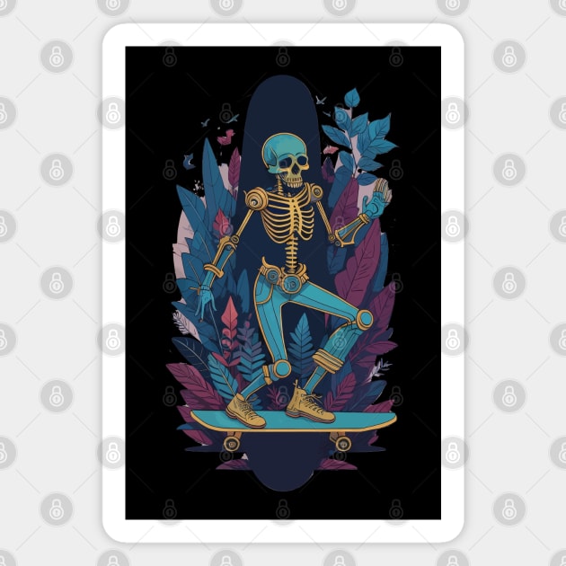 Skeleton Skate Modern Art Magnet by DeathAnarchy